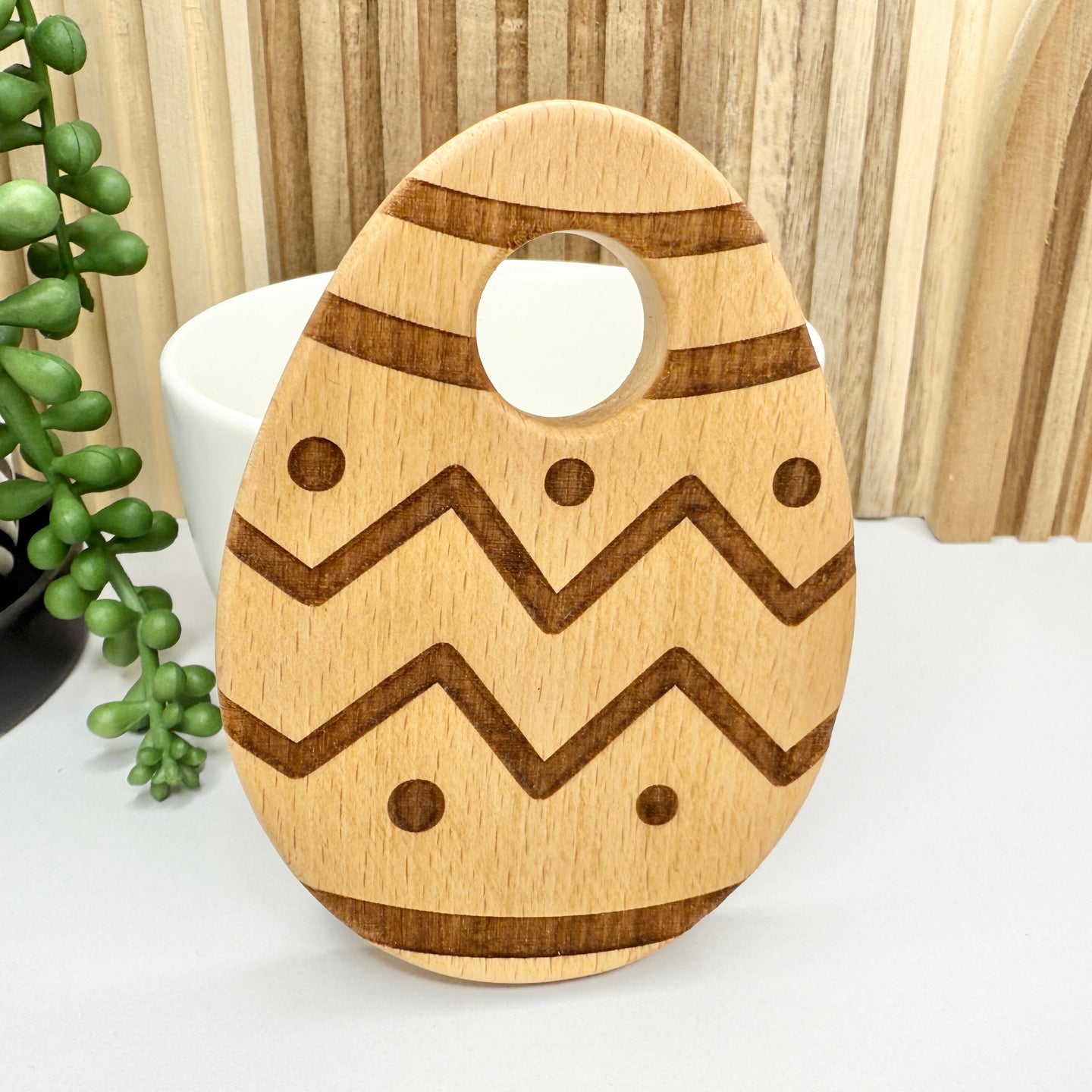 Striped Egg Wood Teether